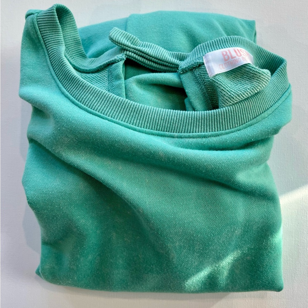 Blush Clothing Sea Foam Mineral Wash Green Romper Open Back - Picture 15 of 16